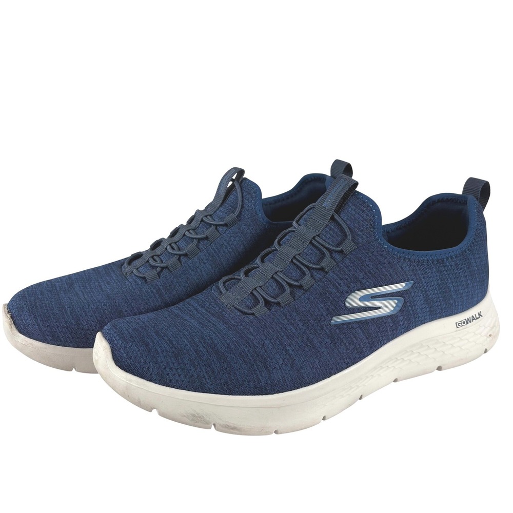 Skechers GoWalk Mens Navy Blue Heathered Slip On Walking Shoes Sneakers